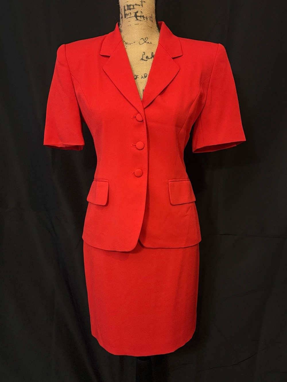 Jones New York Vintage 1990s Crimson Red Skirt Suit